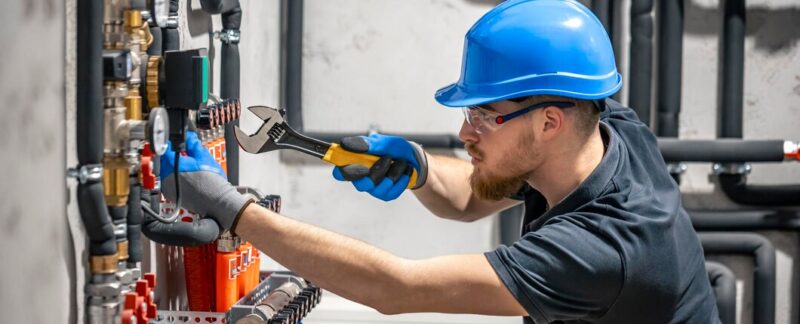 Le technicien vérifie le système de chauffage dans la chaufferie. Les 10 meilleures entreprises de plomberie en France