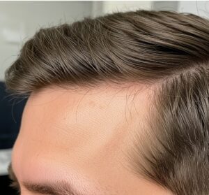 Cheveux denses et naturels après une greffe de cheveux.
